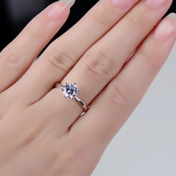 NEW 1ct Solitaire Diamond 925 Sterling Silver Ring - Picture 3 of 8